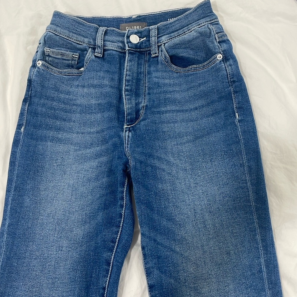 DL 1961 farrow cropped high rise Instasculp Skinny denim jean gently worn mint
